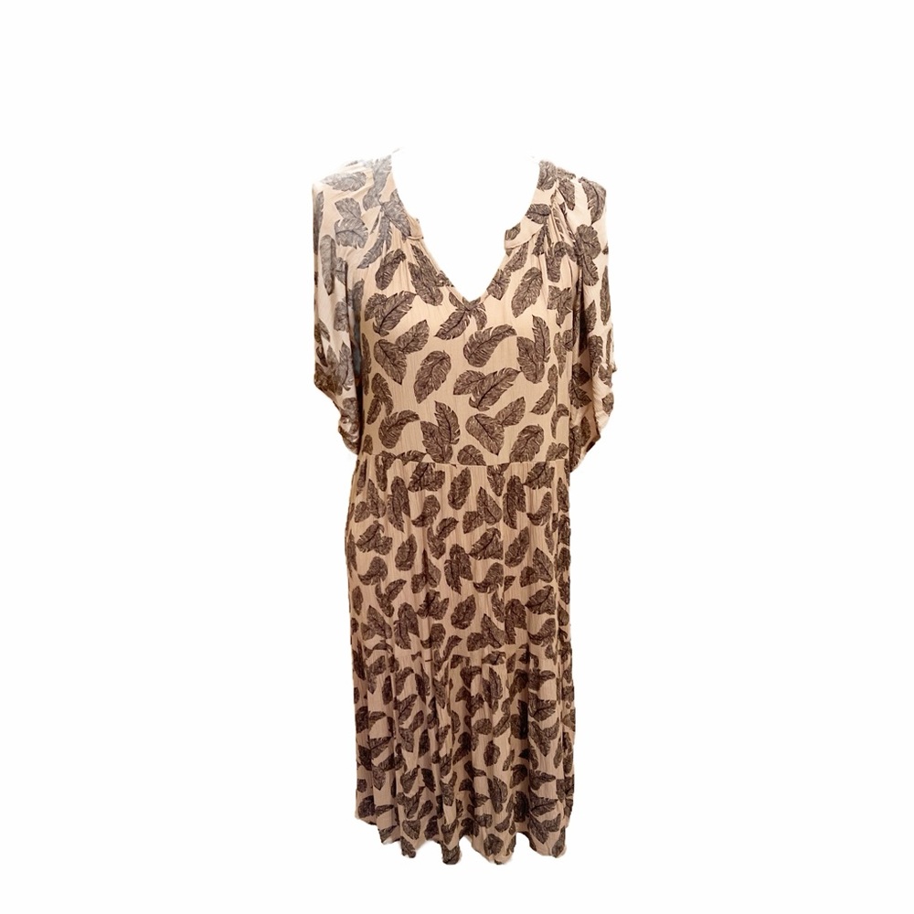 Carly Jean Los Angeles Tan and Brown Midi Dress